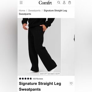 Comfrt Signature Straight Leg Sweatpants - Black